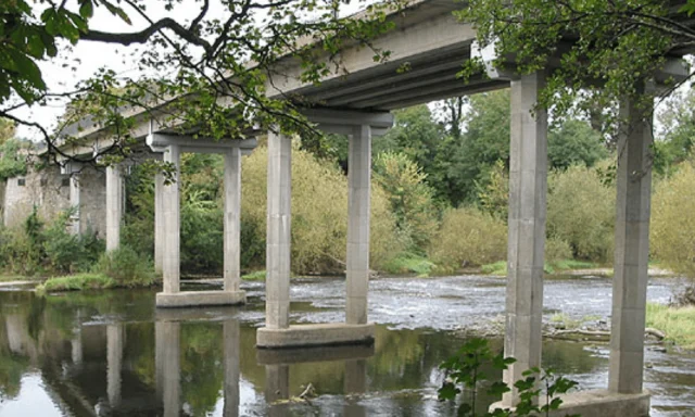 Stone bridge in Hay-on-Wye - scenic river crossing in the Welsh countryside