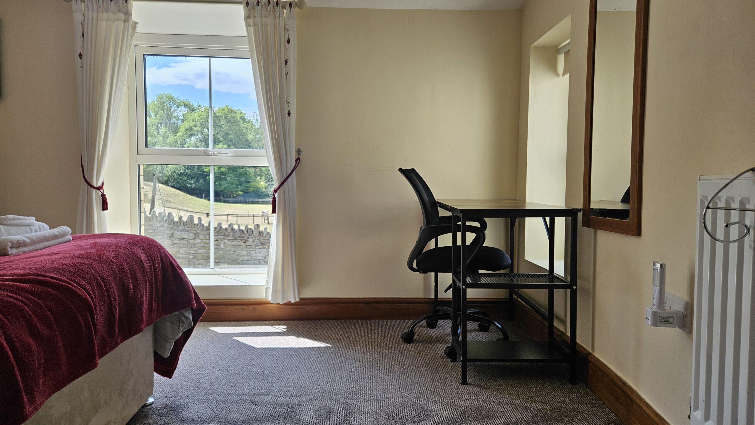 Comfortable work area with natural light