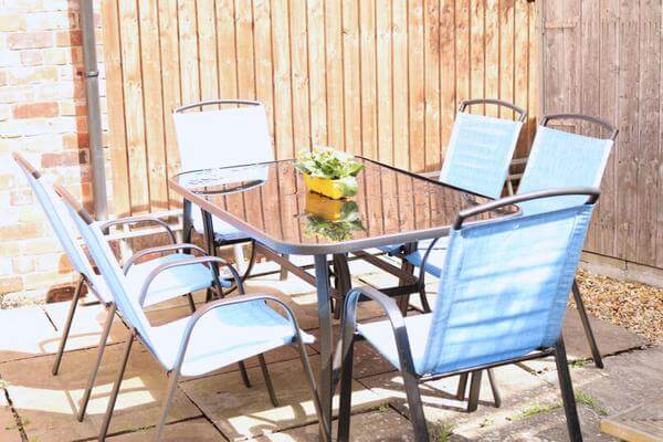 Outdoor patio with seating for al fresco dining