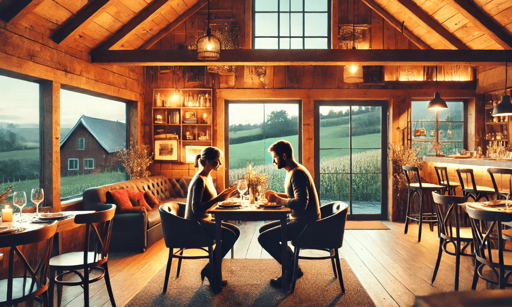 AI-generated image of a local eatery in Hay-on-Wye for 'Guess the Dish Ingredients' quiz